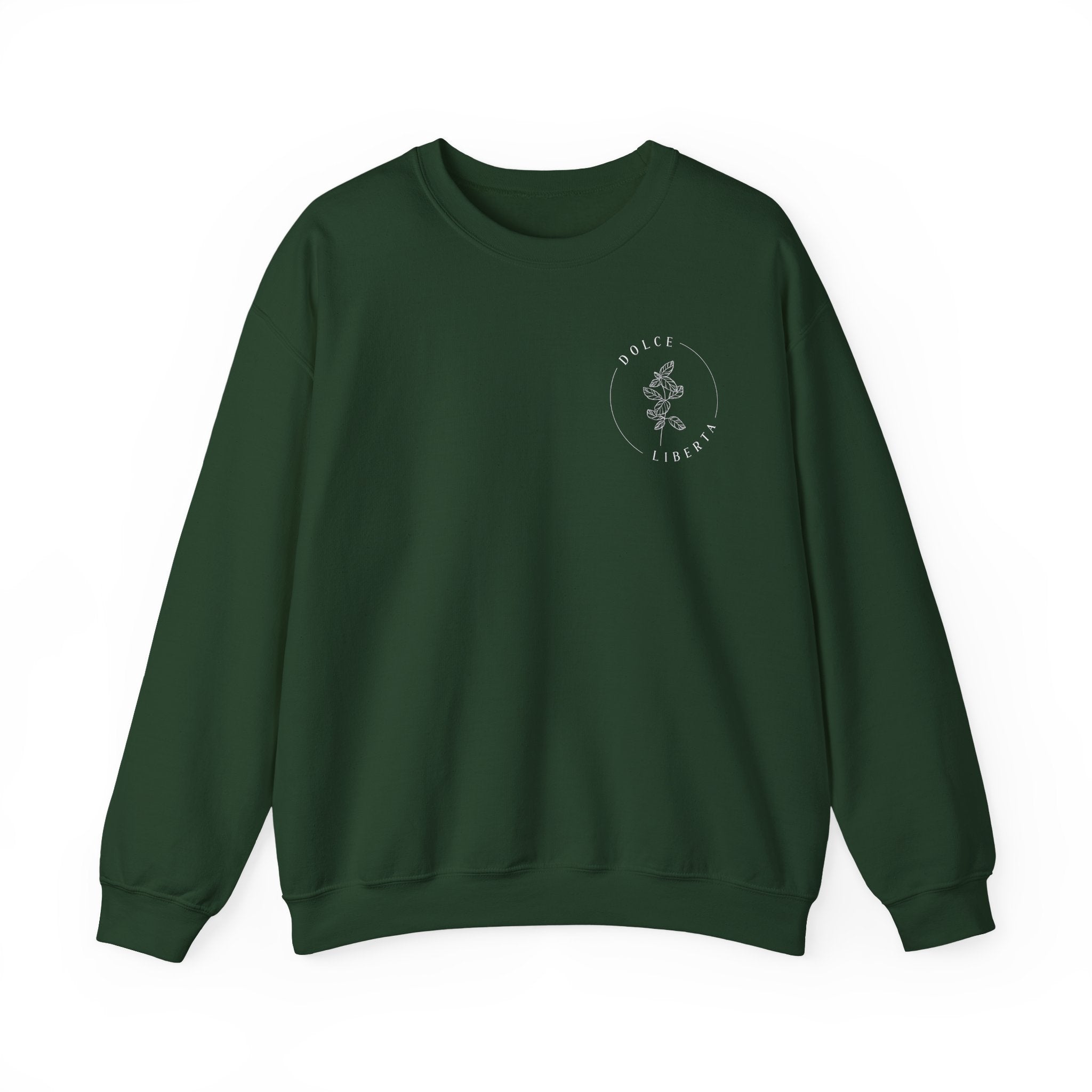 Minimal White Crewneck Sweatshirt — Subtle Chest Logo Casual Pullover