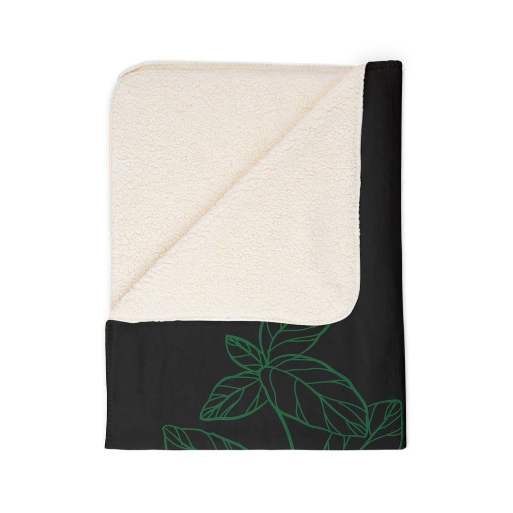 Dolce Libertà Sherpa Blanket — Luxe Black Botanical Fleece
