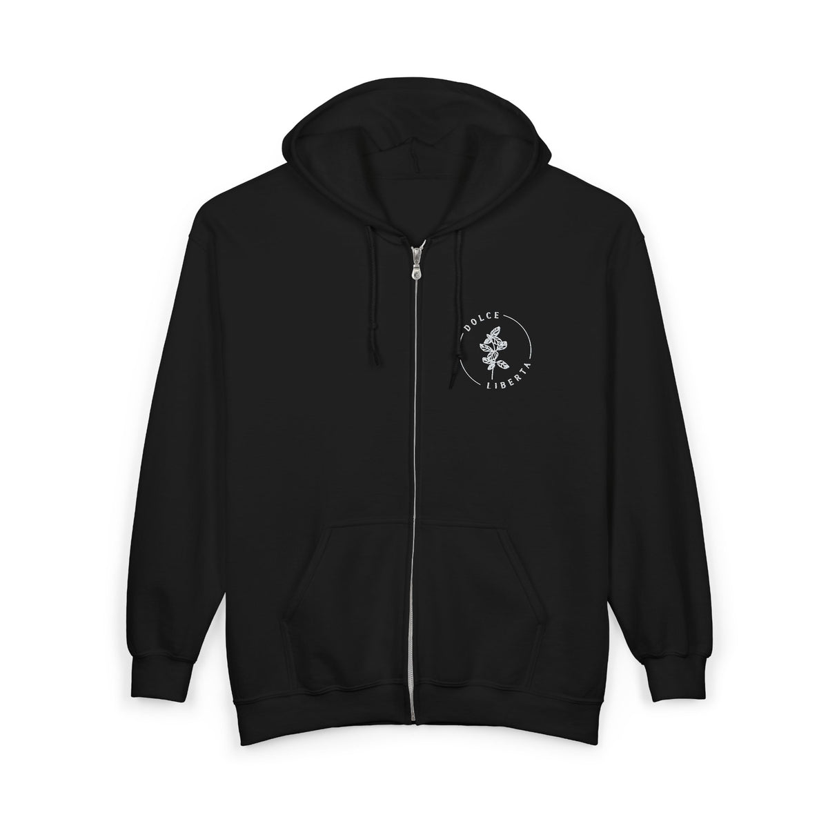 Zip Hoodie — Minimal Dancing Skeleton 'Hello There' Chest Graphic