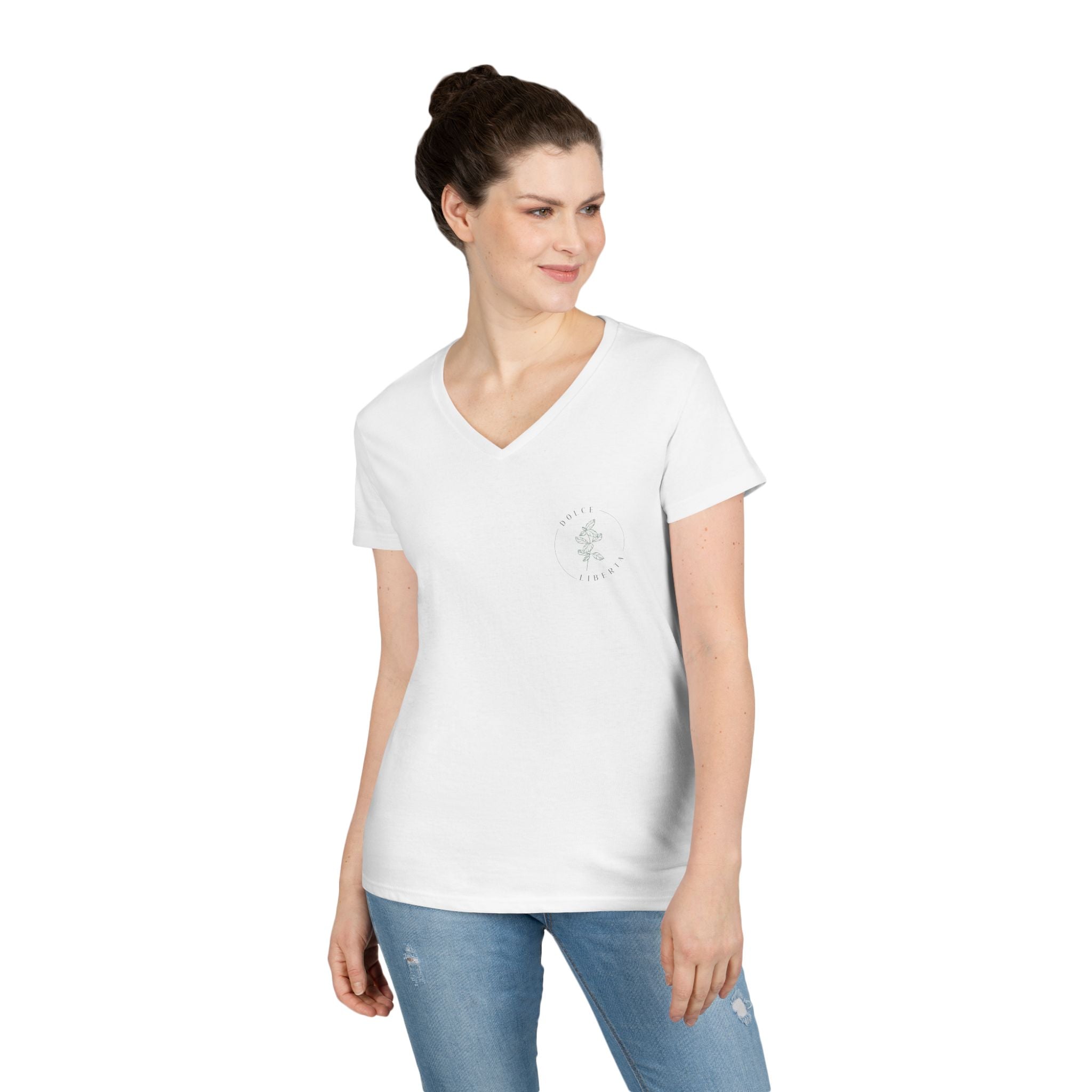 Ladies' White V-neck T-Shirt
