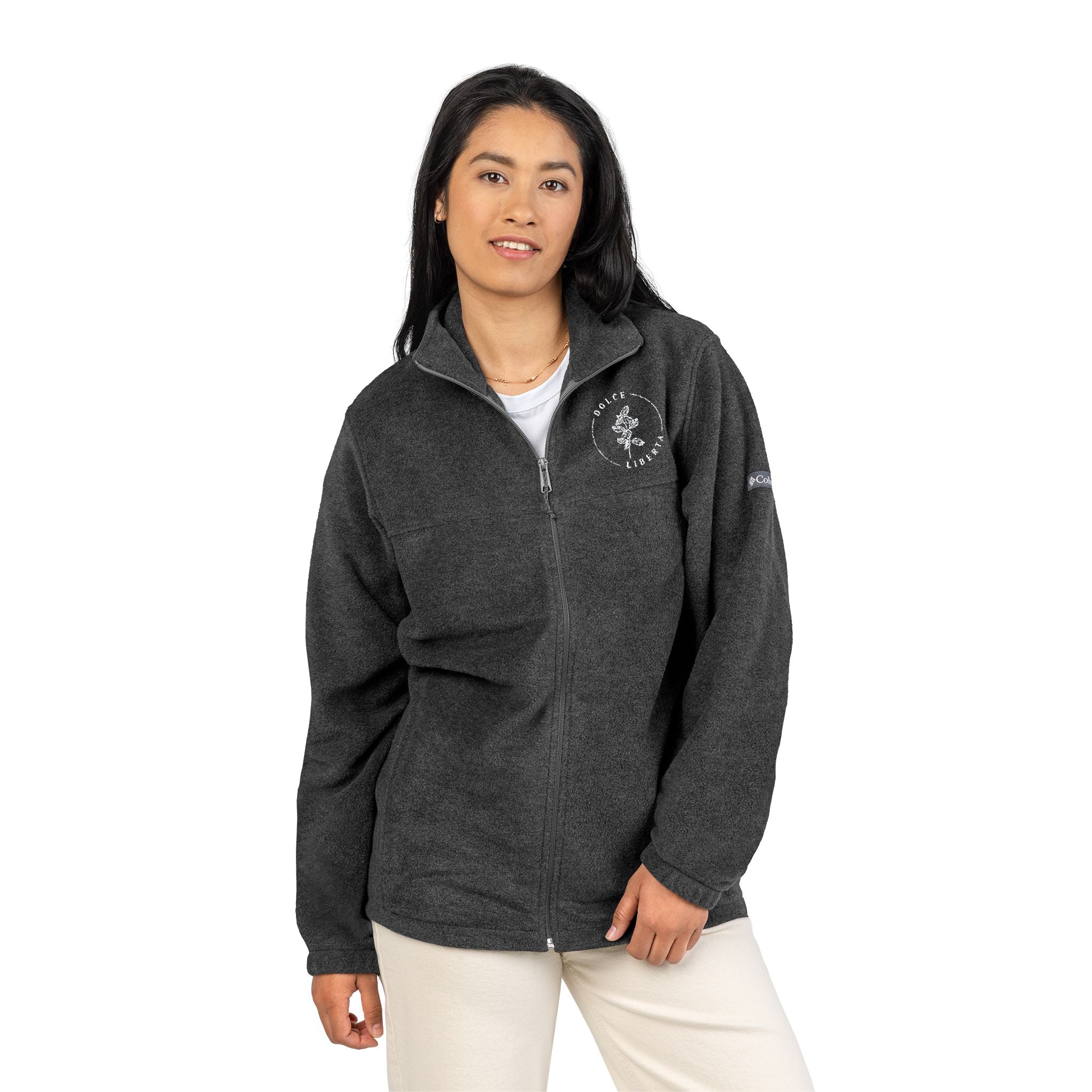Embroidered Fleece Jacket – Polar Bear Circle Logo, Cozy Outdoor Zip-Up