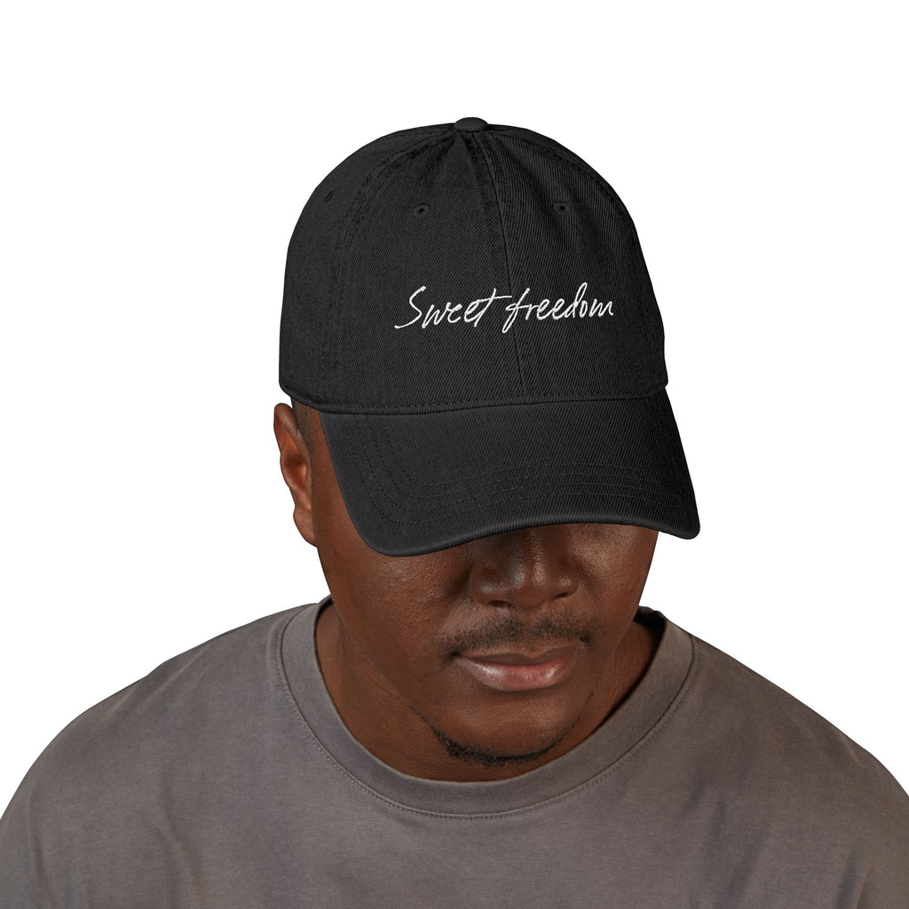 Embroidered 'sweet freedom' Denim Hat – Casual Script Baseball Cap