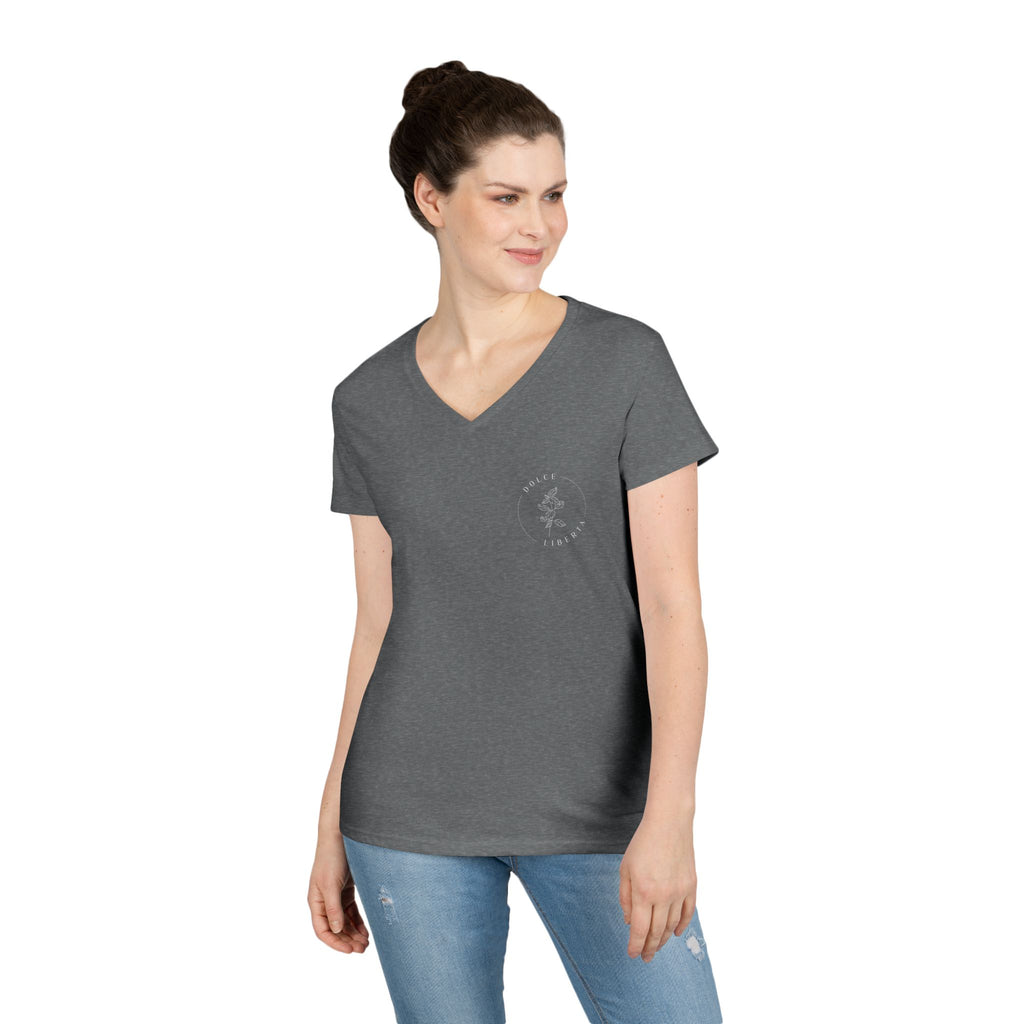 Ladies' White V-neck T-Shirt