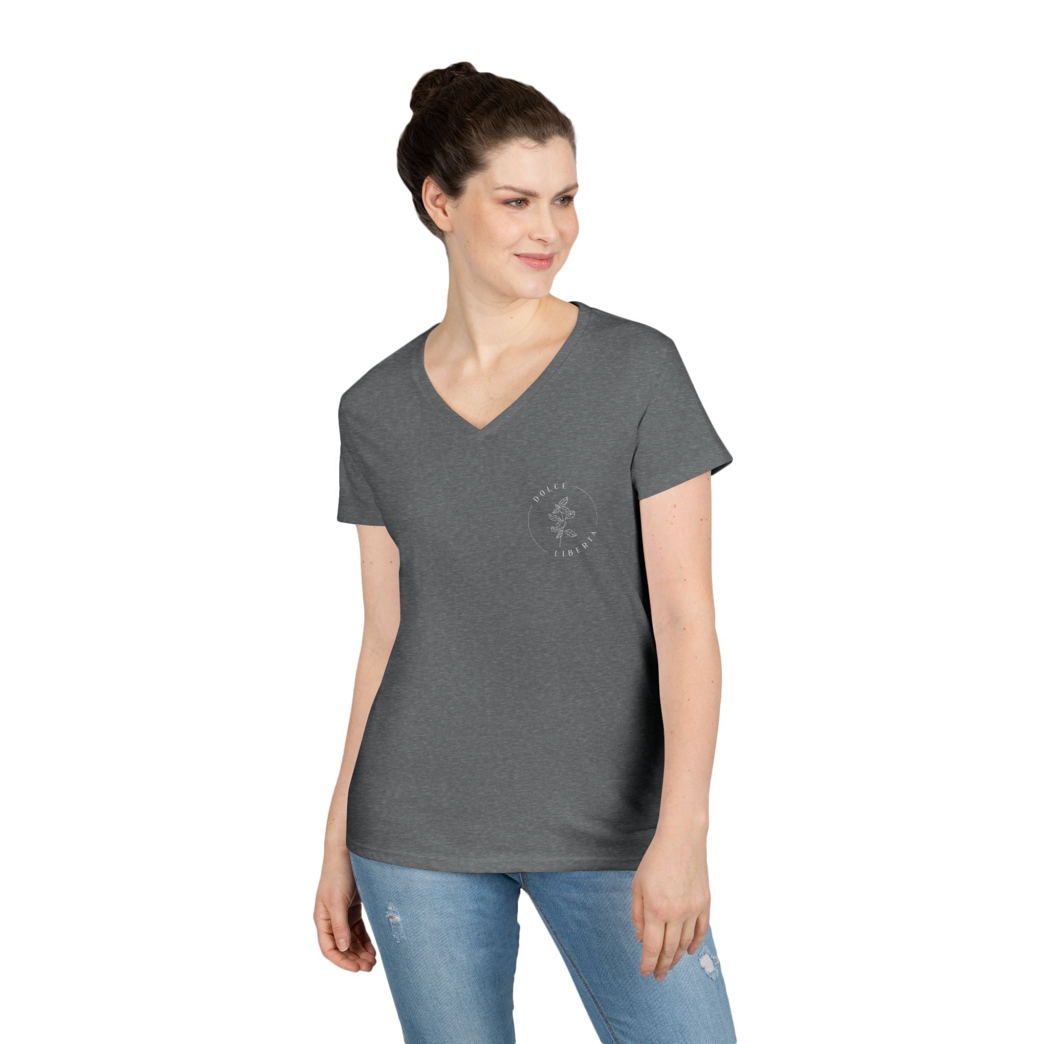 Ladies' White V-neck T-Shirt