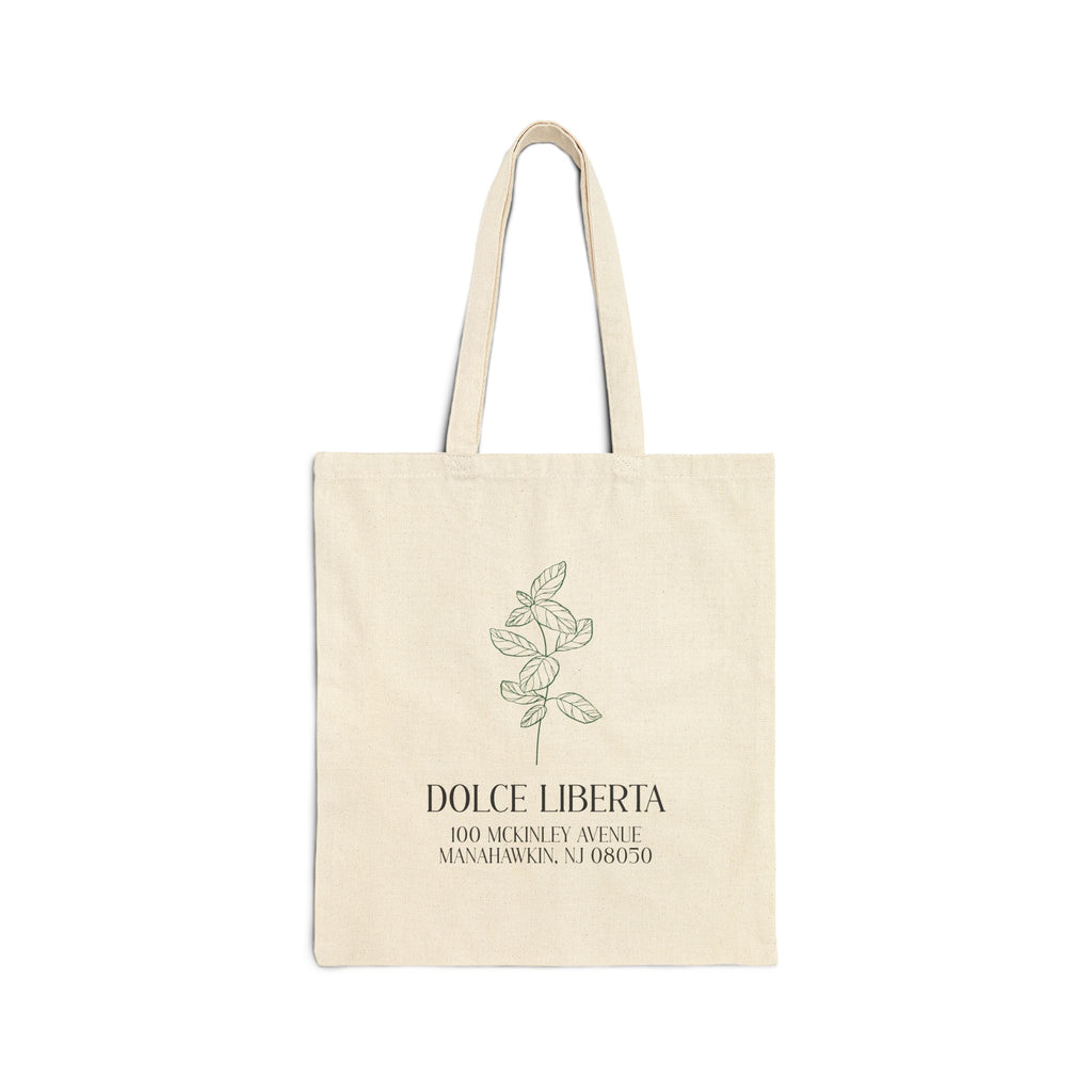 Tote Bag — Dolce Libertà Floral Canvas Tote (Minimal Botanical Design)