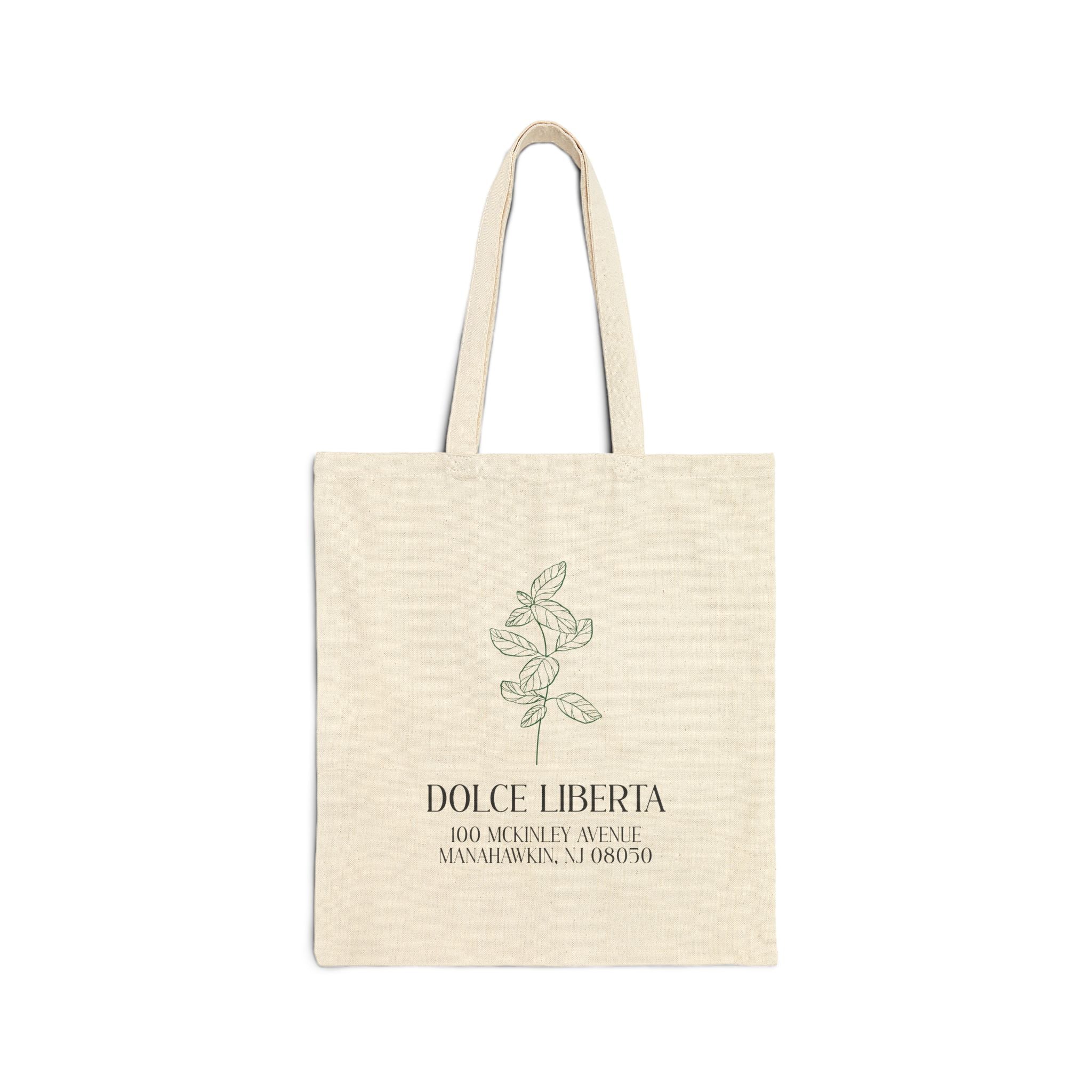 Tote Bag — Dolce Libertà Floral Canvas Tote (Minimal Botanical Design)