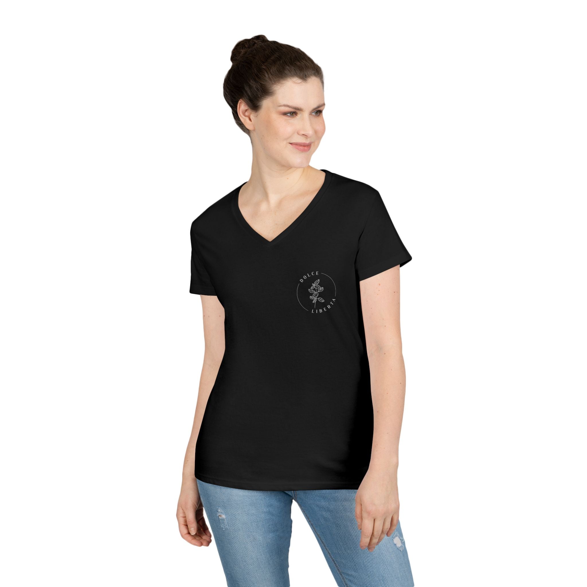 Ladies' White V-neck T-Shirt