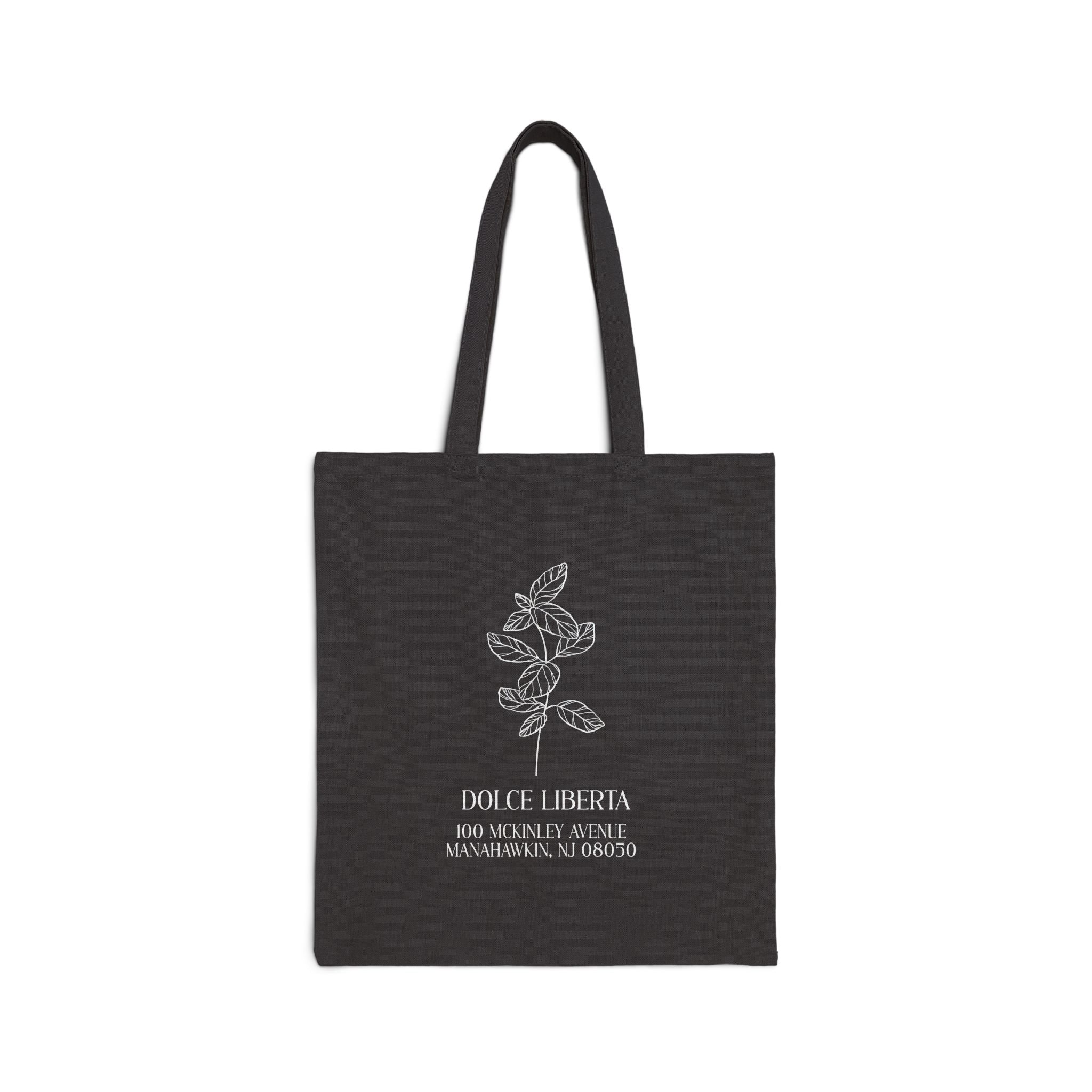Tote Bag — Dolce Libertà Floral Canvas Tote (Minimal Botanical Design)
