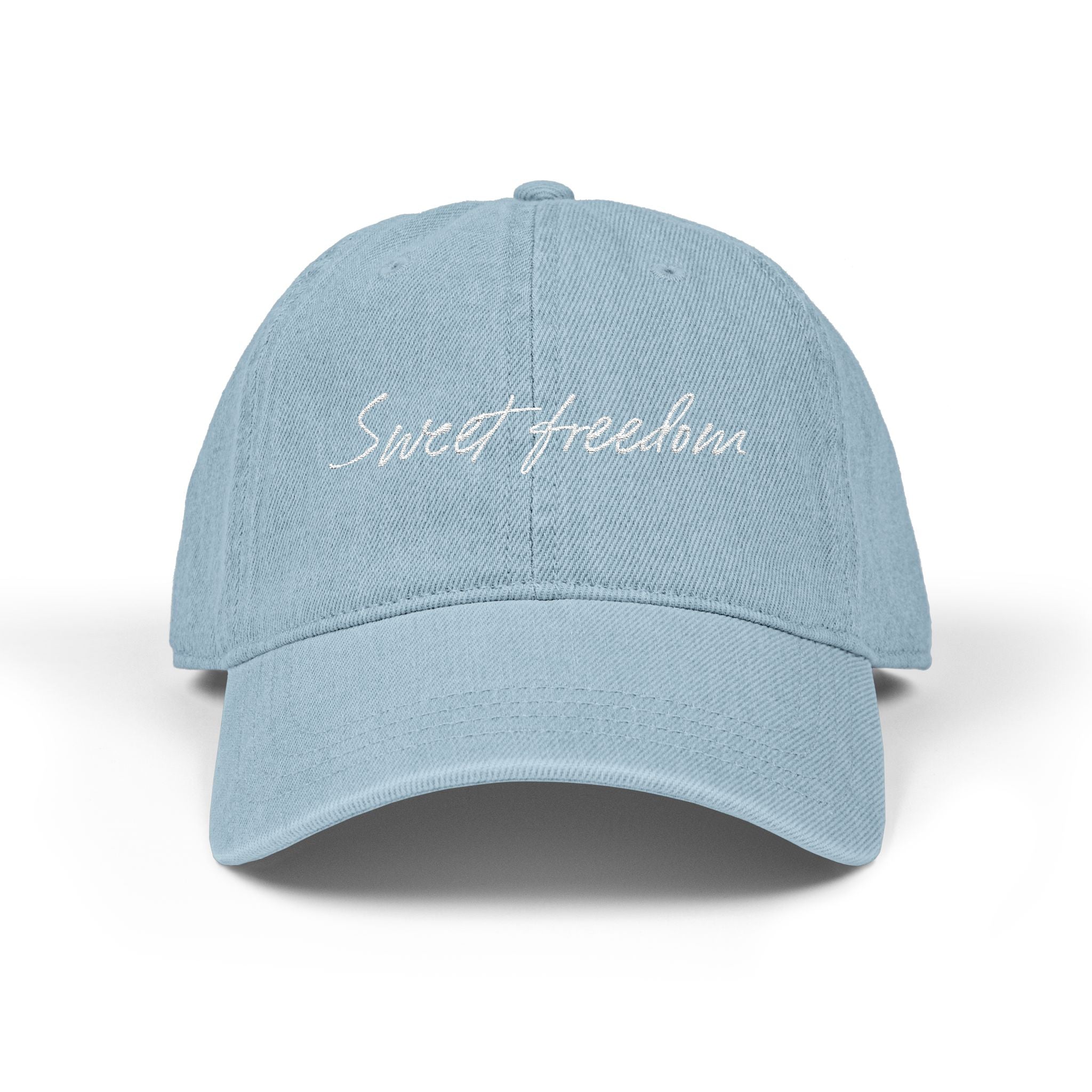 Embroidered 'sweet freedom' Denim Hat – Casual Script Baseball Cap