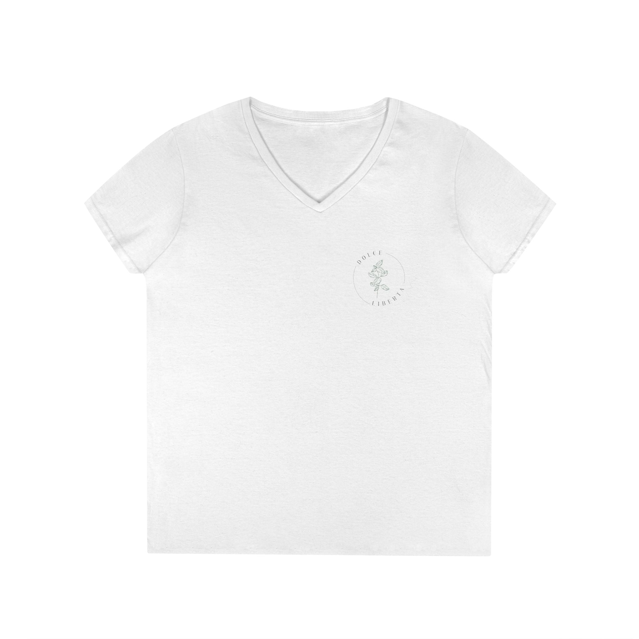 Ladies' White V-neck T-Shirt