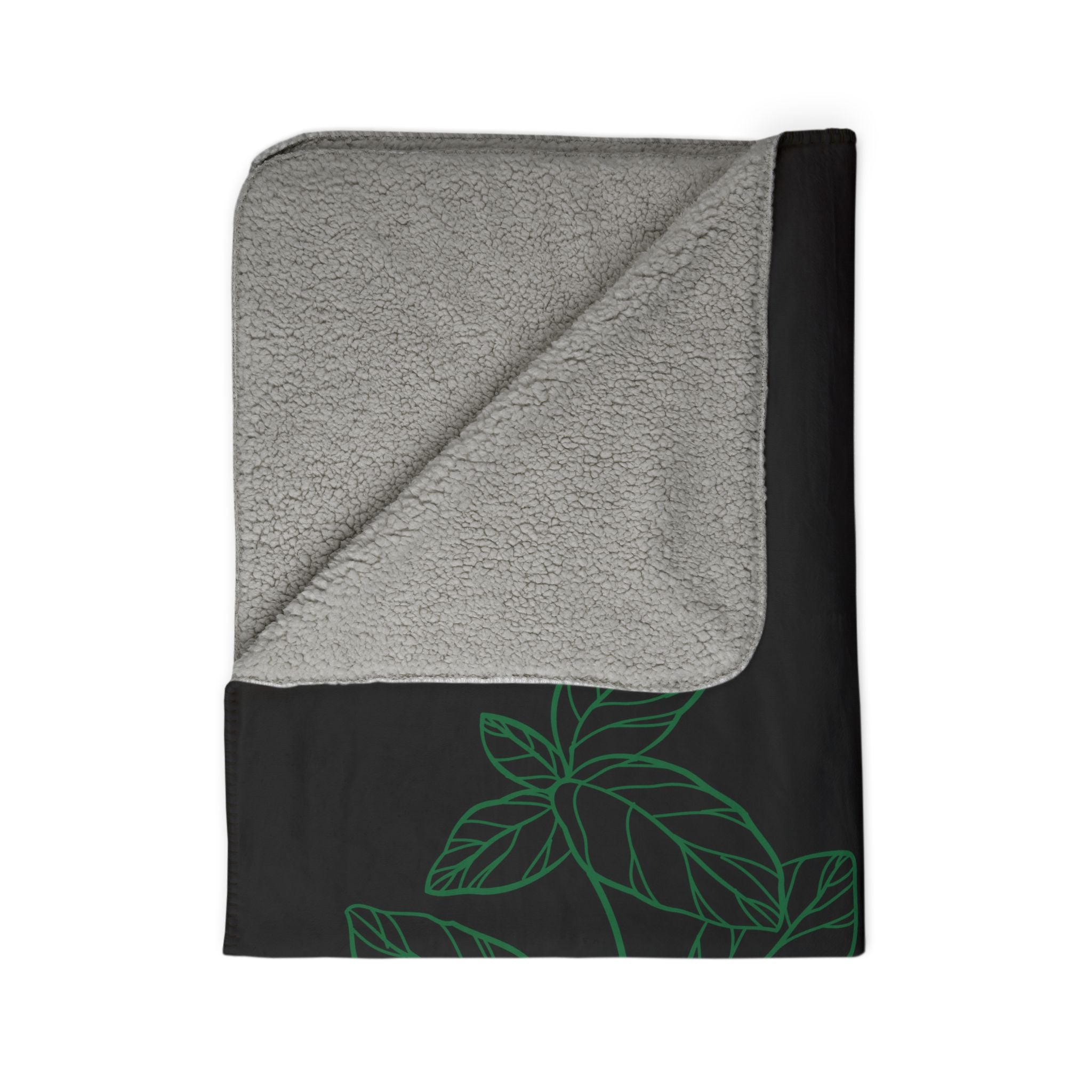 Dolce Libertà Sherpa Blanket — Luxe Black Botanical Fleece