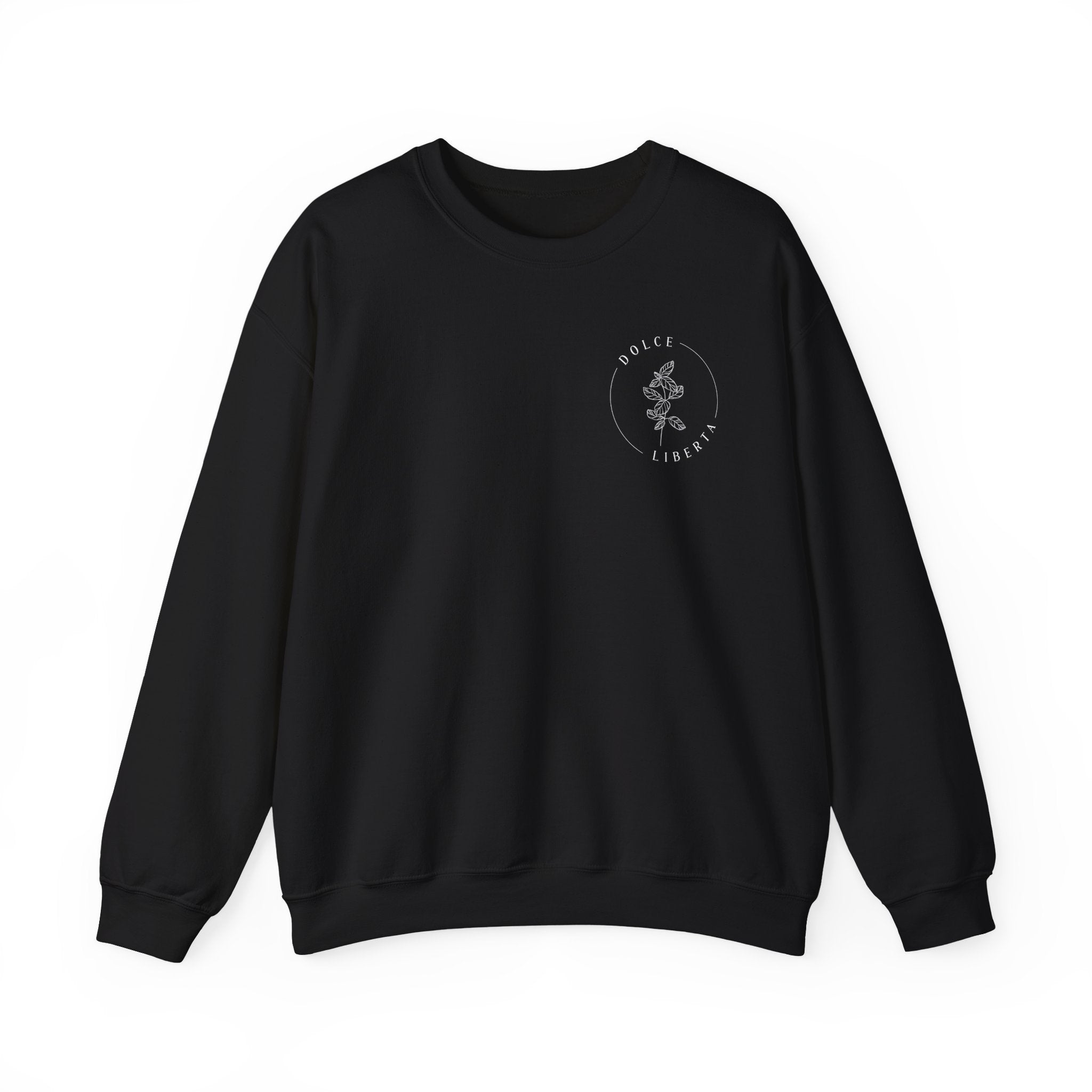 Minimal White Crewneck Sweatshirt — Subtle Chest Logo Casual Pullover