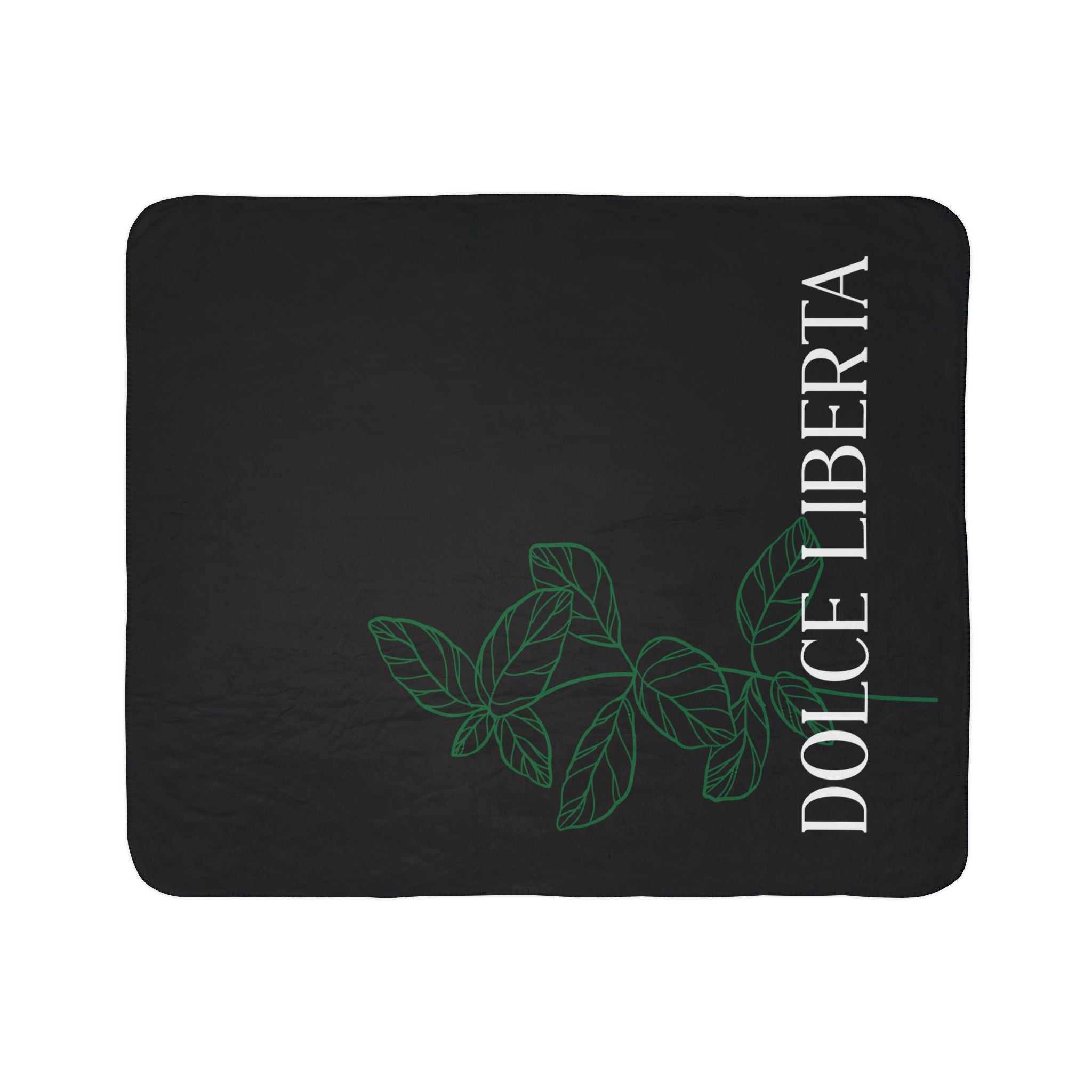 Dolce Libertà Sherpa Blanket — Luxe Black Botanical Fleece
