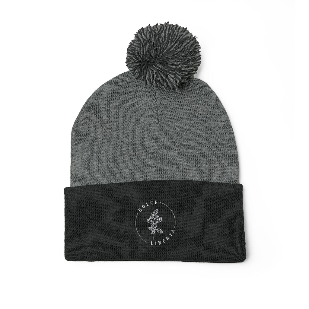 Dolce Liberta Pom-Pom Beanie — Embroidered Knit Cap