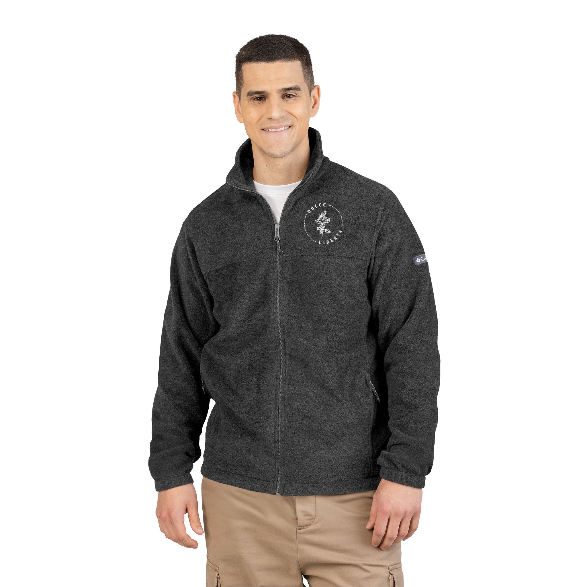 Embroidered Fleece Jacket – Polar Bear Circle Logo, Cozy Outdoor Zip-Up