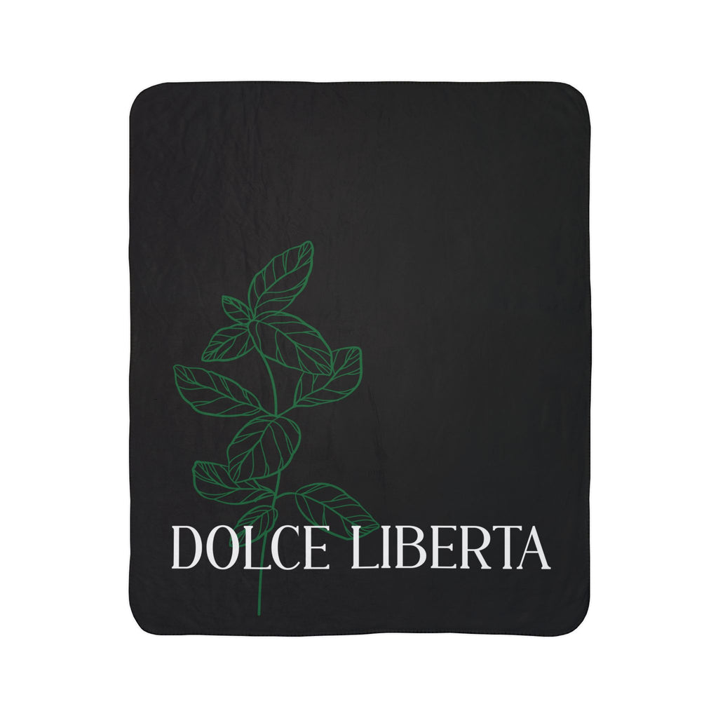 Dolce Libertà Sherpa Blanket — Luxe Black Botanical Fleece