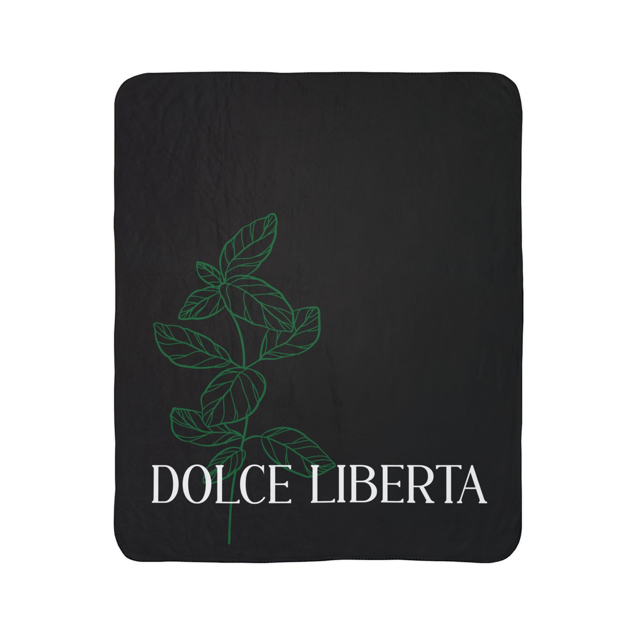Dolce Libertà Sherpa Blanket — Luxe Black Botanical Fleece