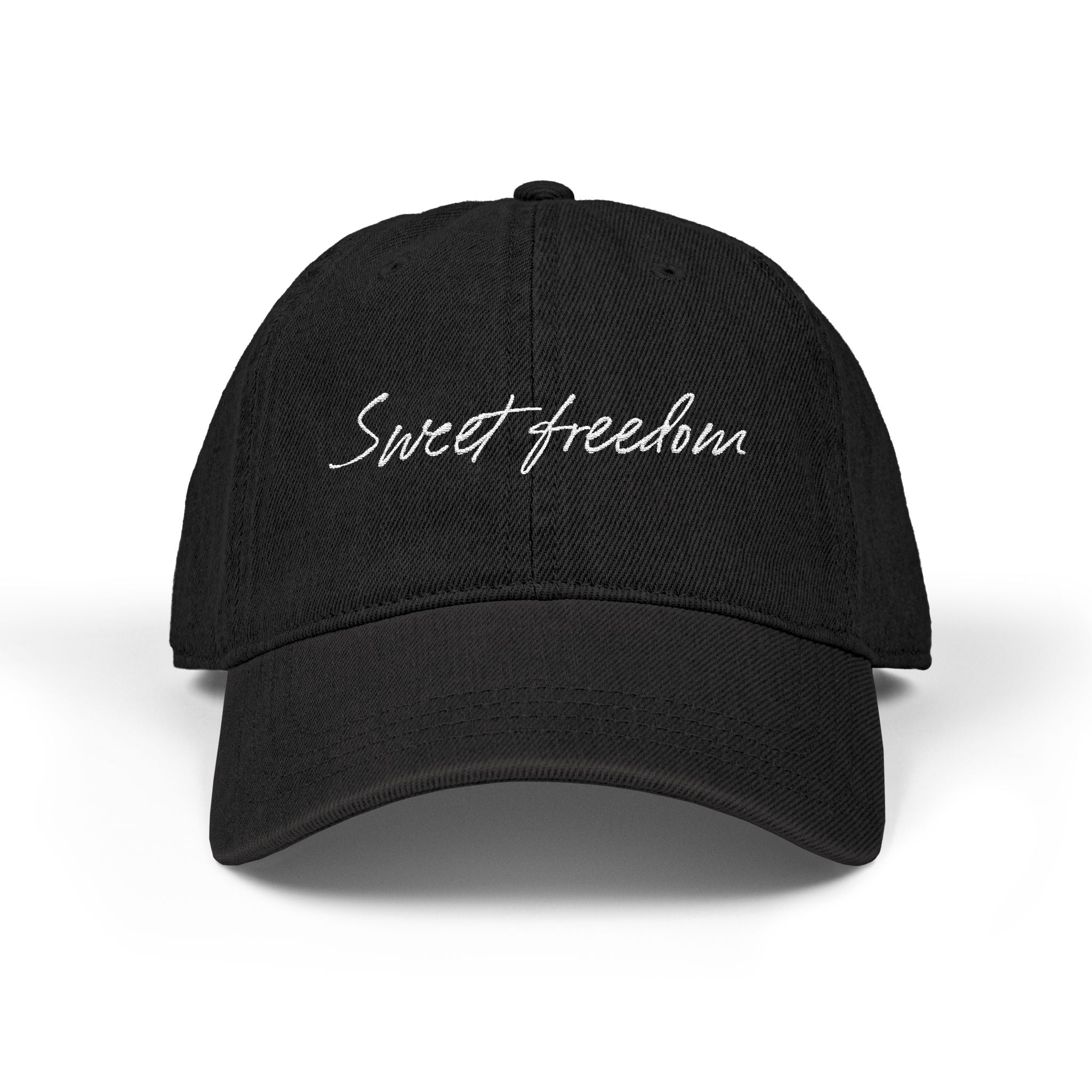 Embroidered 'sweet freedom' Denim Hat – Casual Script Baseball Cap