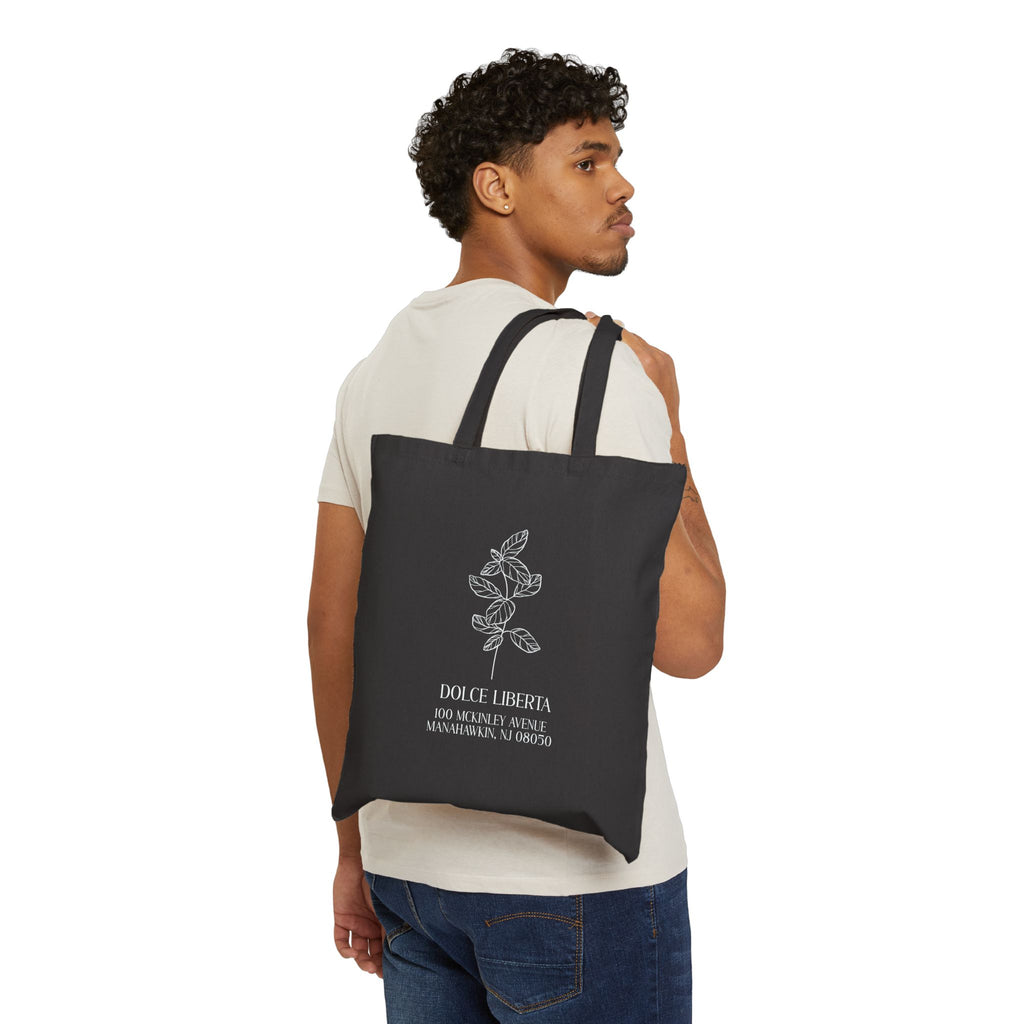Tote Bag — Dolce Libertà Floral Canvas Tote (Minimal Botanical Design)
